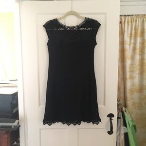 Nanette Lepore Black Lace Short Sleeve Shift Dress